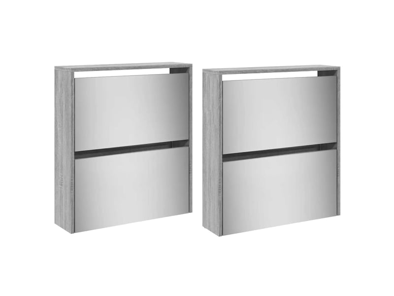 Meuble à chaussure, armoire à chaussures miroir 4 niveaux sonoma gris 63x17x134 cm  - Conforama D