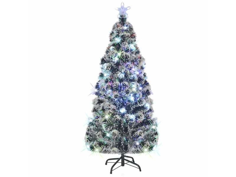  Arbre de noël, sapin de noël pré-éclairé avec support et led 210 cm fibre optique shl9355  - Conforama B