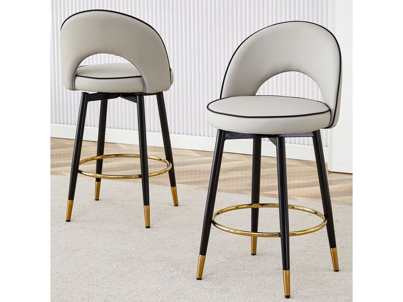  Chaise lot de 2 pièces pivotante à 360° matière pu rembourrage confortable usage bars restaurants cuisines terrasses  - Conforama B