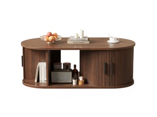 Table basse ovale coloris bois foncé   - 50 cmx100 cm