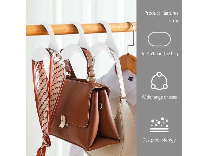 Crochet penderie sac à main 16 pièces - support rangement pour tringle à vêtements, organiseur pour sacs, écharpes et cravates, blanc - Conforama B