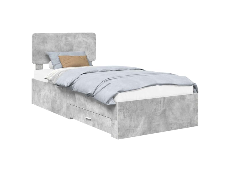Lit simple- lit adulte - cadre de lit gris béton 100 x 200 cm bois d'ingénierie - Conforama A