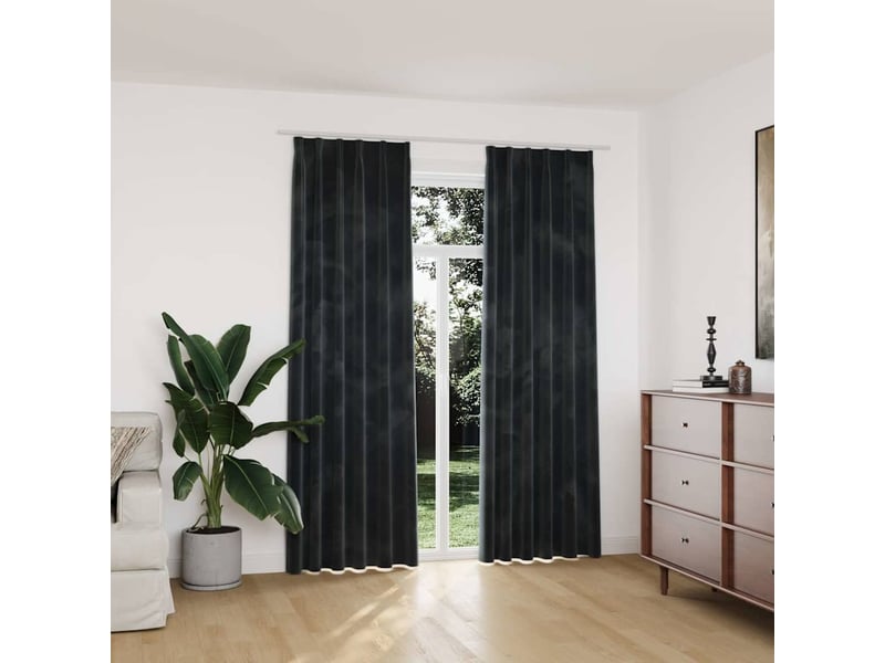  Lot de 2 rideaux occultants, rideaux black-out et crochet velours anthracite 140x225cm cf44924  - Conforama B