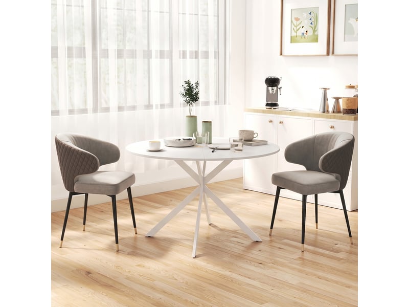 Table de salle à manger ronde pour 4 personnes avec structure en acier ø120x75 cm blanche - Conforama B