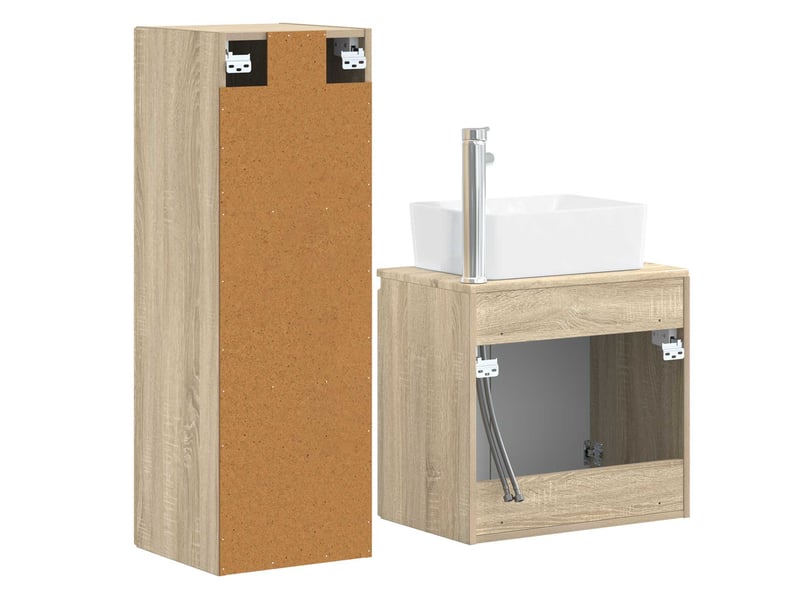  Ensemble de mobilier de salle de bain 2 pcs chêne sonoma shl8349  - Conforama E