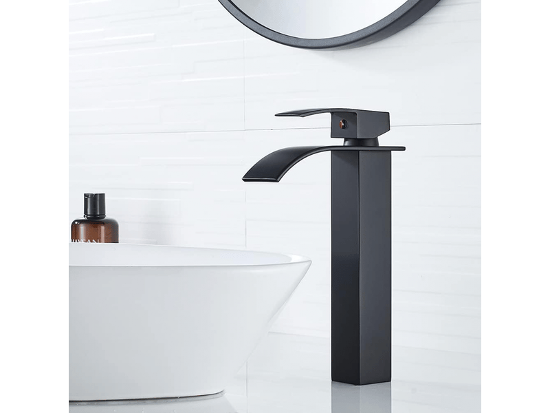  Robinet de lavabo, robinet de salle de bain cascade, hauteur 30 cm (noir)  - Conforama B