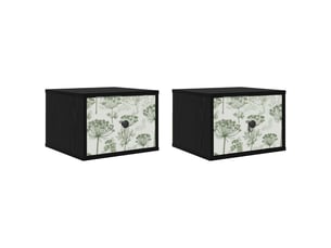 Table de chevet - cabinet de chevet - table de nuit mural gotha 2 pc chêne noir 36 x 33 x 25 cm