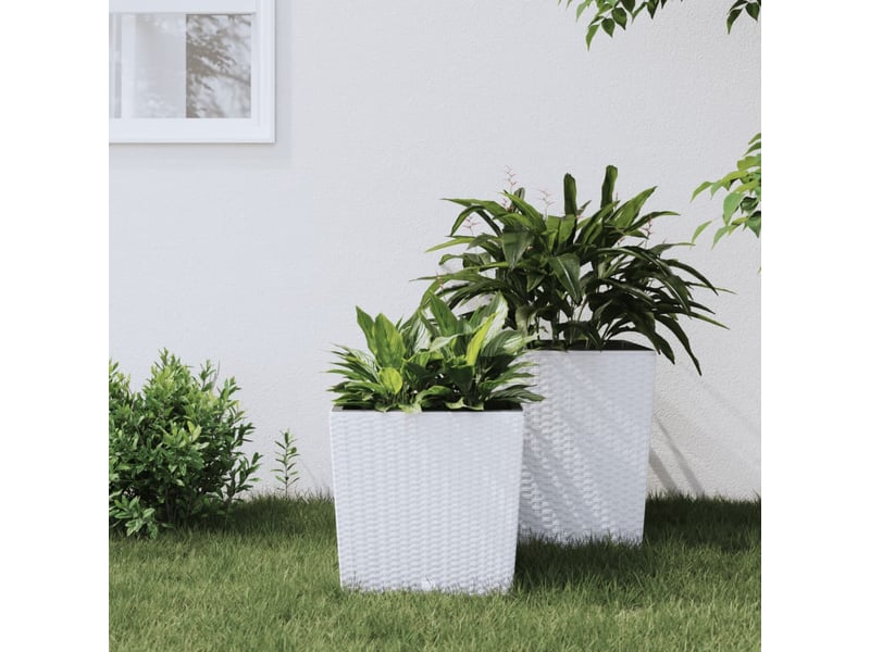  Jardinière - bac à fleurs et intérieur amovible blanc 21 32 l rotin pp  - Conforama B