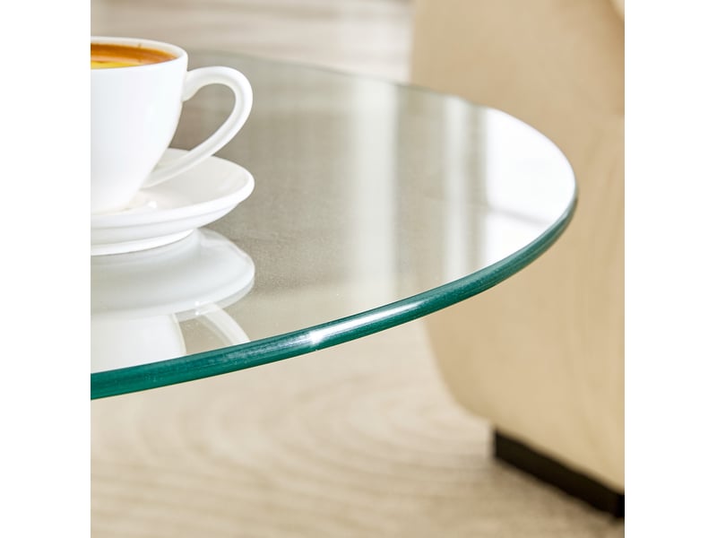  Table basse ronde avec plateau en verre trempé et piètement métallique stable, style moderne, doré, diamètre 70 cm  - Conforama E