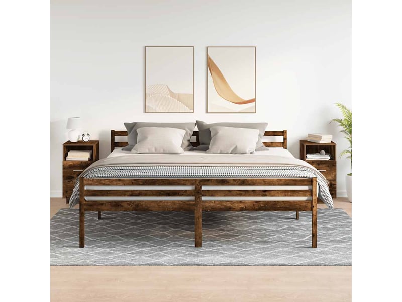  Lot de 2 tables de chevet - cabinet de chevet - table de nuit avec 2 tiroirs chêne fumé 36x36x68 cm  - Conforama B