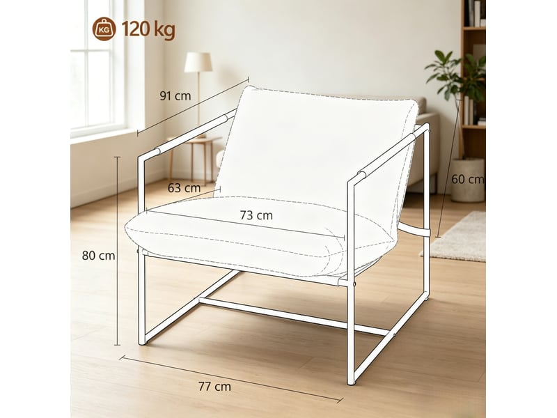 Fauteuil bouclette crème à assise large 77 x 91 cm homvra - Conforama E