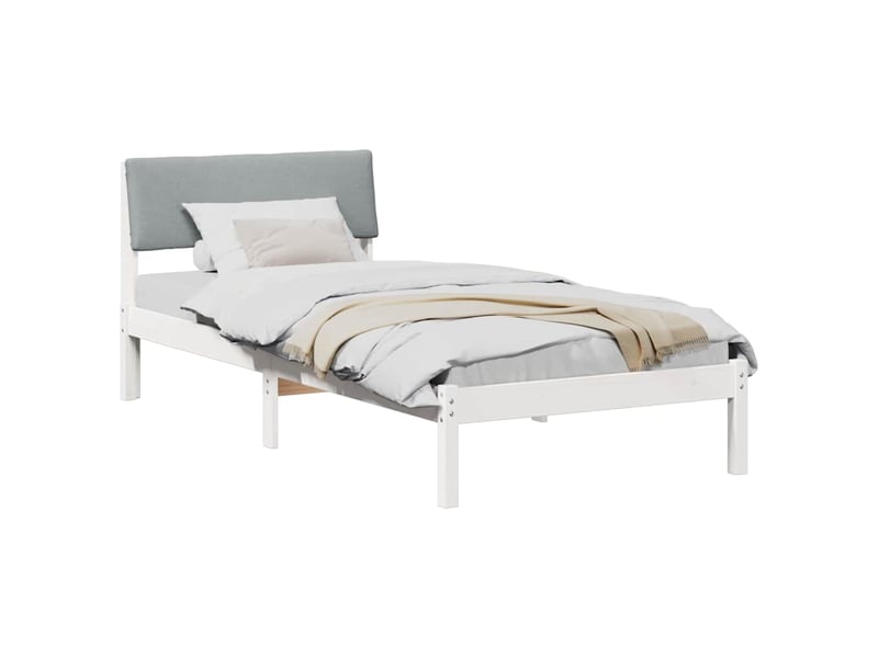  Lit simple- lit adulte -  cadre de lit avec tête de lit blanc et gris clair 100 x 200 cm  - Conforama B