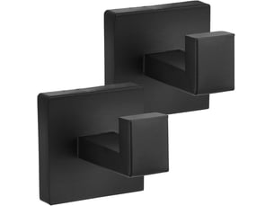 Crochet porte-serviettes de salle de bain, patère carrée en acier inoxydable, noir, lot de 2 - cc005588zls