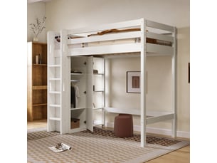 Lit mezzanine 90x200 cm <strong>KORFEE</strong> <strong></strong> coloris blanc