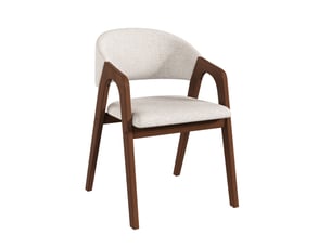 Lot de 2 chaises de salle à manger avec accoudoirs, lin beige avoine et bois coloris noyer