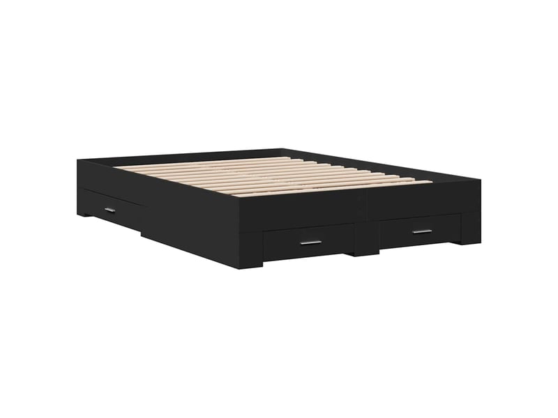  Lit double- lit adulte -  cadre de lit avec tiroirs sans matelas noir 135x190 cm  - Conforama B