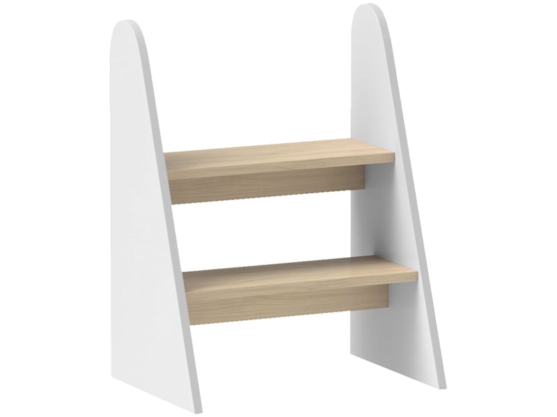 Tabouret enfant à 2 marches, tour d'apprentissage pour enfants de 3 ans et plus, pour salle de bain, cuisine, bibliothèque, chambre, blanc - Conforama A