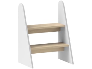 Tabouret enfant à 2 marches, tour d'apprentissage pour enfants de 3 ans et plus, pour salle de bain, cuisine, bibliothèque, chambre, blanc