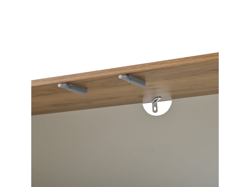  Meuble TV blanc avec fonction de rangement, 4 portes, 6 pieds métalliques ronds, dimensions 180 × 40 × 45 cm  - Conforama R
