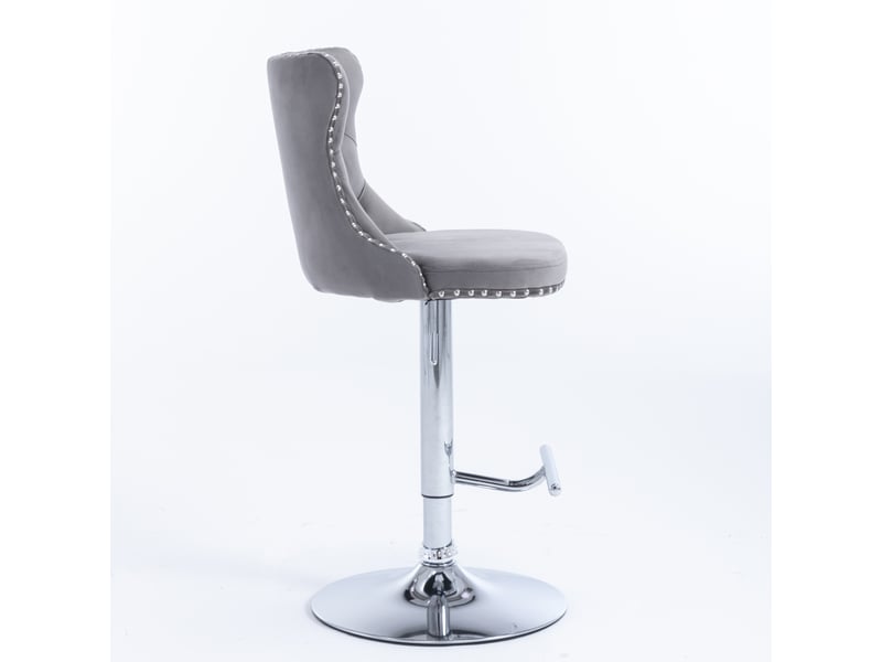  Tabourets de bar pivotants de1712gy gris réglables 25-33 pouces lot de 2 avec base chrome capitonnée  - Conforama D