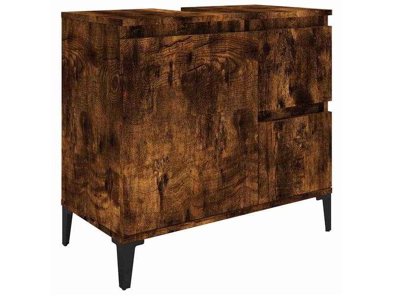  Amoire de salle de bain chêne fumé 65x33x60cm bois d'ingénierie shl2742  - Conforama A