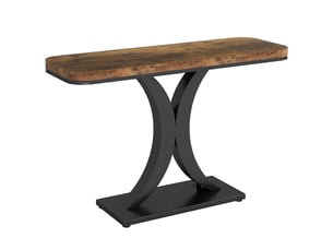 Table console d'entrée en bois et métal marron rustique et noir 100x29,5x82,5 cm