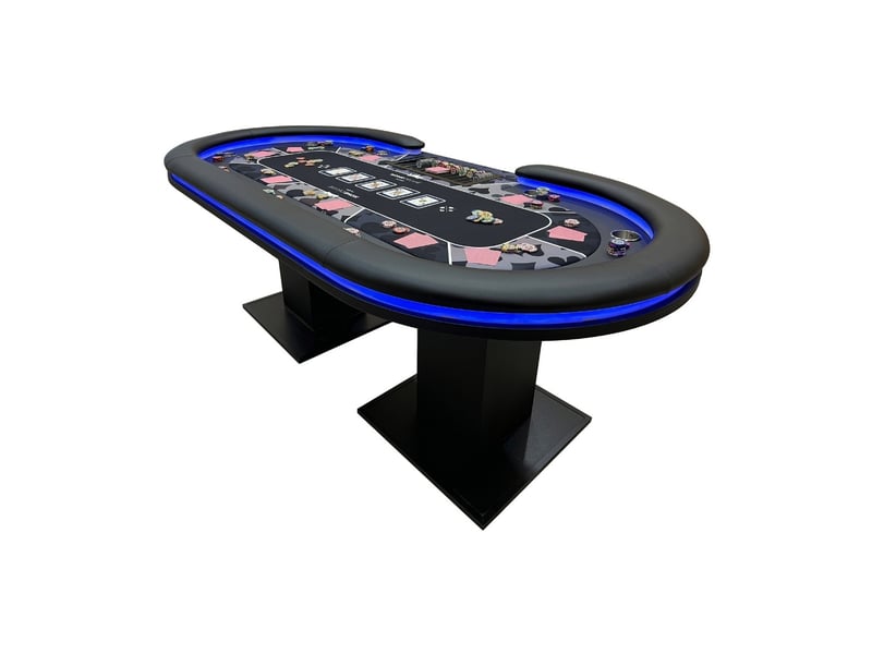 Home deluxe table de poker led flush - 213 x 106 x 78 cm - avec éclairage led | table de jeu table de poker casino  - Conforama D