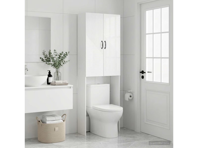 Armoire de toilette, meuble de toilette haarlem blanc brillant 66x25.5x190 cm - Conforama B