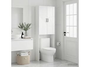 Armoire de toilette, meuble de toilette haarlem blanc brillant 66x25.5x190 cm
