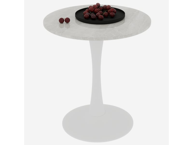  Table basse ronde à pieds hauts avec plateau en marbre artificiel, style moderne minimaliste, pour salon, blanc  - Conforama A
