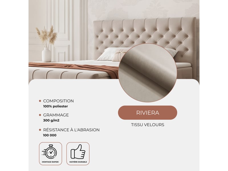  Lit adulte jolie - 120x200 cm - avec matelas à ressorts - coffre de rangement à ouverture latérale - gris-beige JOLIE - Conforama C