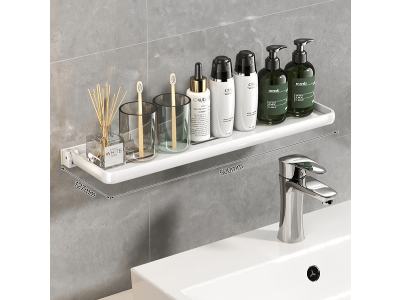  Étagère murale pliable pour salle de bain, idéale pour la salle de bain, la cuisine ou le camping-car, blanche, 50 cm  - Conforama B
