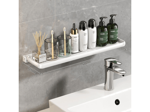 Étagère murale pliable pour salle de bain, idéale pour la salle de bain, la cuisine ou le camping-car, blanche, 50 cm
