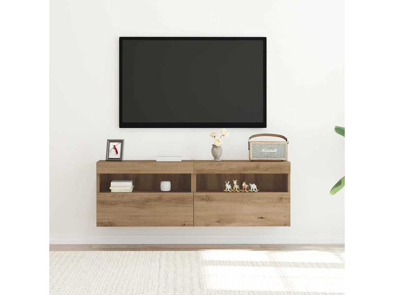  Meuble tv - banc tv - meuble de rangement mural 2 pcs chêne artisanal bois d'ingénierie  - Conforama E