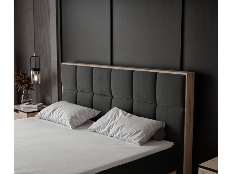  Lit adulte lavio ii - 120x200 cm - matelas ressorts + surmatelas - coffre de rangement - velours dense hydrofuge gris LAVIO II - Conforama D