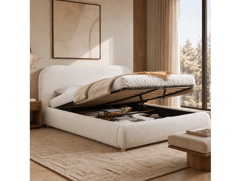  Lit coffre hydraulique 180x200 avec sommier à lattes blanc evryae  - Conforama D