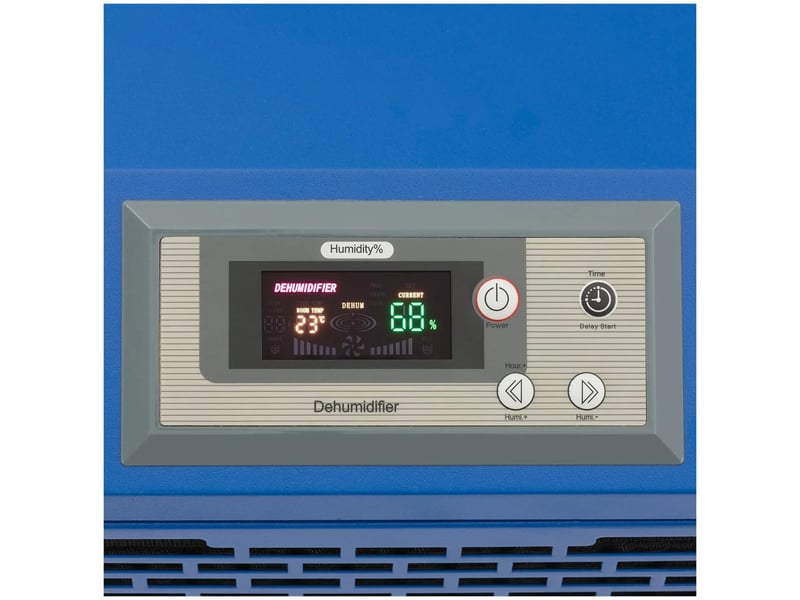  Déshumidificateur professionnel 60 litres par jour 90 m² 480 m³h 7,5 l avec poignée caoutchouc tôle d'acier bleu jaune 14_0008880  - Conforama C