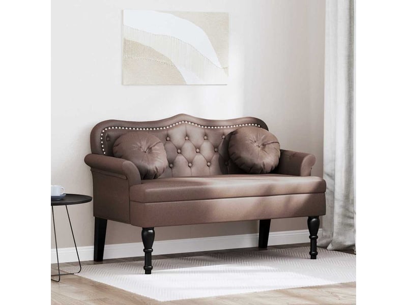  Banc chesterfield, canapé 2 places marron 120,5x65x75 cm simili cuir  - Conforama B