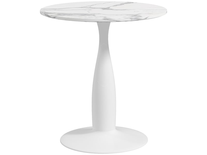  Table de salle à manger ronde, acier thermolaqué, mdf mélaminé, pieds antidérapants, 70 x 74 cm, blanche  - Conforama B