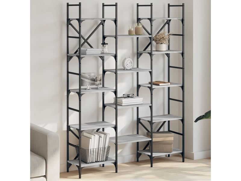  Bibliothèque, meuble de rangement salon sonoma gris 127,5x28,5x172,5 cm bois d'ingénierie  - Conforama B