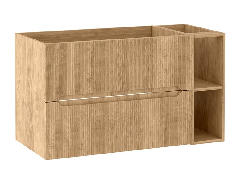  Meuble sous vasque suspendu avec étagère 2t novo l.100 cm effet chêne hikora  - Conforama A