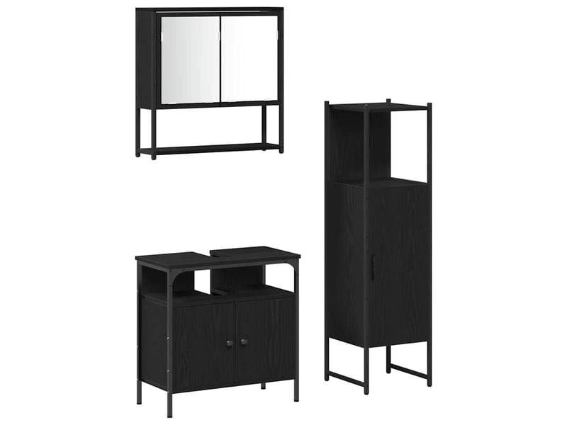 Ensemble de mobilier de salle de bain 3 pièces noir cf64490 - Conforama A
