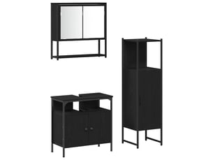Ensemble de mobilier de salle de bain 3 pièces noir cf64490