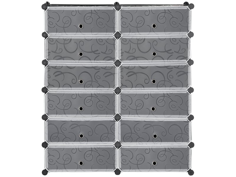Armoire meuble à chaussures modulable 94l x 37l x 108h cm 12 cubes capacité rectangulaires 24 paires de chaussures - Conforama B