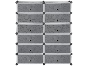 Armoire meuble à chaussures modulable 94l x 37l x 108h cm 12 cubes capacité rectangulaires 24 paires de chaussures