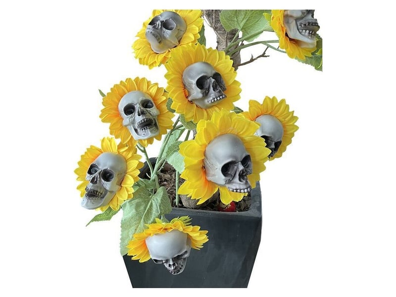  Décorations d'halloween crâne de tournesol ornements de fleurs artificielles de jardin  - Conforama B
