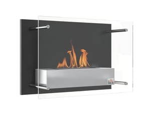 Cheminée bioéthanol murale encastrable brûleur 1.5 l, environ 3 h de durée de combustion dim. 60l x 22l x 40h cm couverture 20-25 m² acier inox