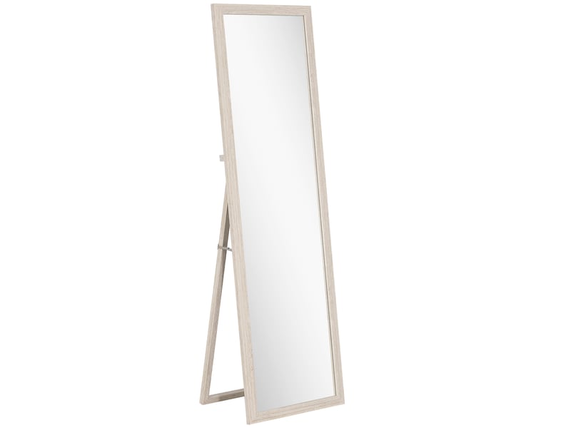  Miroir sur pied rectangulaire 160 x 50 cm, cadre texturé à effet pierre, blanc, angle d'inclinaison réglable  - Conforama B