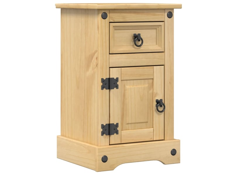Table de chevet avec tiroir et compartiment avec porte 35 x 32,5 x 58 cm bois de pin massif et mdf dec033900  - Conforama A