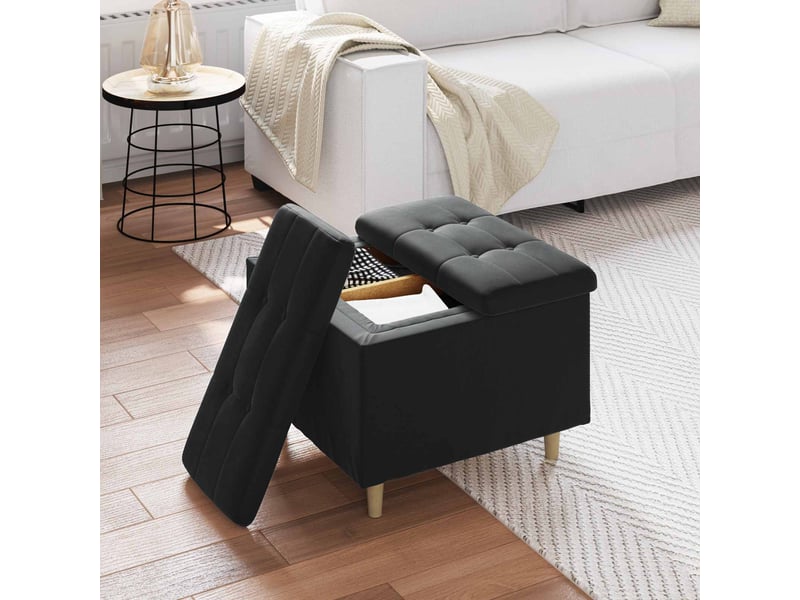  Ottoman, repose pied salon avec rangement noir 60x60x45 cm velours  - Conforama D